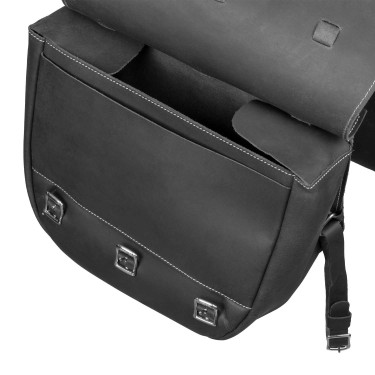 Sacoche de Selle en Veau Fermeture 3 Lanières Pool's Noir