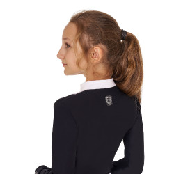 Polo de concours Fille avec Strass Equestro Noir Polo de concours Fille avec Strass Equestro Noir