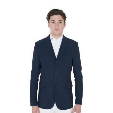 Veste de concours perforée homme en tissu technique Equestro Marine blazer Bleu marine Veste de concours perforée homme en tissu technique Equestro Marine blazer Bleu marine