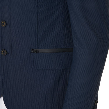 Veste de concours perforée homme 3 boutons Equestro Marine blazer Bleu marine