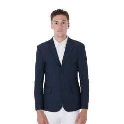 Veste de concours perforée homme 3 boutons Equestro Marine blazer Bleu marine