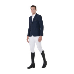 Veste de concours perforée homme 3 boutons Equestro Marine blazer Bleu marine
