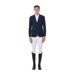 Veste de concours perforée homme 3 boutons Equestro Marine blazer Bleu marine