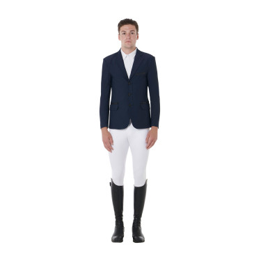 Veste de concours perforée homme 3 boutons Equestro Marine blazer Bleu marine