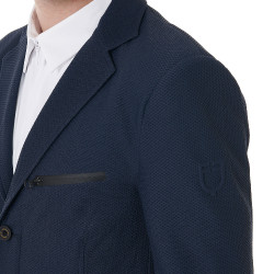 Veste de concours perforée homme 3 boutons Equestro Marine blazer Bleu marine