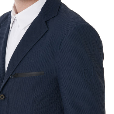 Veste de concours perforée homme 3 boutons Equestro Marine blazer Bleu marine