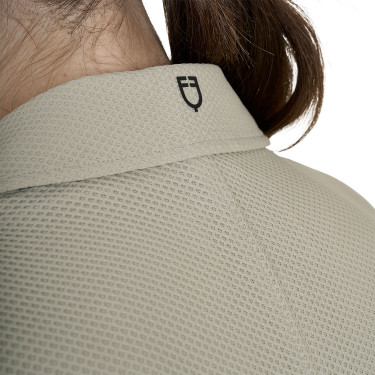 Veste de concours perforée femme 4 boutons Equestro Oxford tan Rose Veste de concours perforée femme 4 boutons Equestro Oxford tan Rose