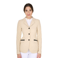 Veste de concours perforée femme 3 boutons Equestro Beige Veste de concours perforée femme 3 boutons Equestro Beige