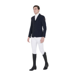 Veste de concours homme avec logo brodé contrasté Equestro Marine blazer Bleu marine