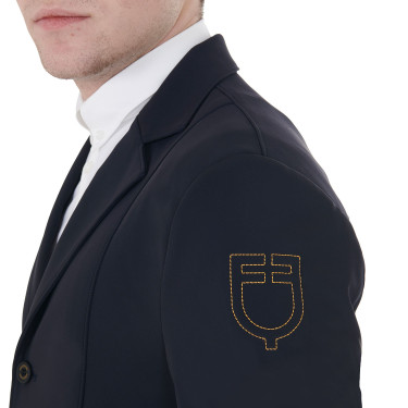 Veste de concours homme avec logo brodé contrasté Equestro Marine blazer Bleu marine