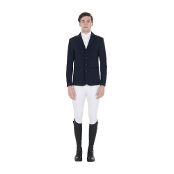 Veste de concours homme avec logo brodé contrasté Equestro Marine blazer Bleu marine