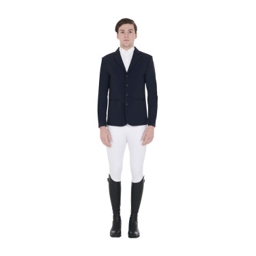 Veste de concours homme avec logo brodé contrasté Equestro Marine blazer Bleu marine