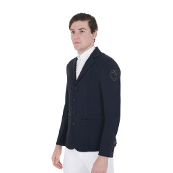 Veste de concours homme avec logo brodé contrasté Equestro Marine blazer Bleu marine