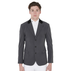 Veste de concours homme 3 boutons Elegance Equestro Gris / noir