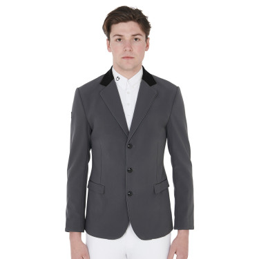 Veste de concours homme 3 boutons Elegance Equestro Gris / noir