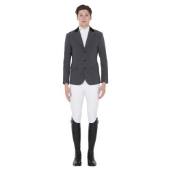 Veste de concours homme 3 boutons Elegance Equestro Gris / noir