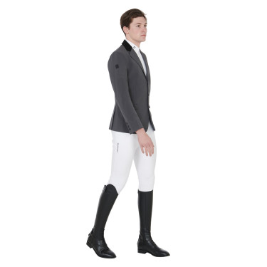 Veste de concours homme 3 boutons Elegance Equestro Gris / noir