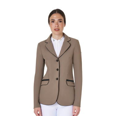 Veste de concours femme en tissu technique stretch Equestro Walnut Marron Veste de concours femme en tissu technique stretch Equestro Walnut Marron