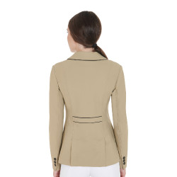 Veste de concours femme en tissu technique stretch Equestro Encens Beige