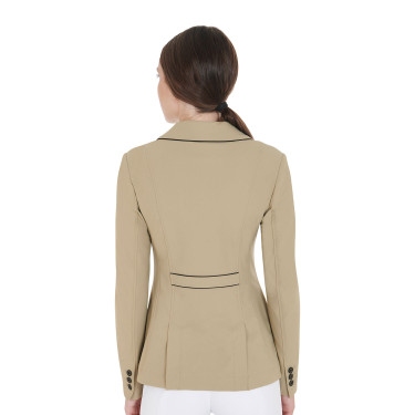 Veste de concours femme en tissu technique stretch Equestro Encens Beige