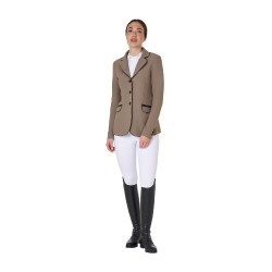 Veste de concours femme en tissu technique stretch Equestro Walnut Marron Veste de concours femme en tissu technique stretch Equestro Walnut Marron