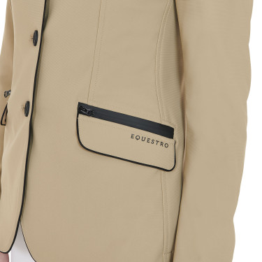 Veste de concours femme en tissu technique stretch Equestro Encens Beige