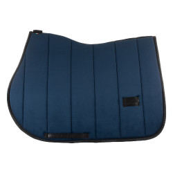 Tapis de selle obstacle en velours et tissu technique Equestro Marine / noir Bleu