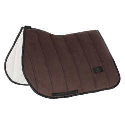 Tapis de selle obstacle en velours et tissu technique Equestro Marron / noir Tapis de selle obstacle en velours et tissu technique Equestro Marron / noir