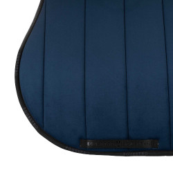 Tapis de selle obstacle en velours et tissu technique Equestro Marine / noir Bleu