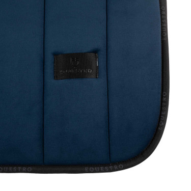 Tapis de selle obstacle en velours et tissu technique Equestro Marine / noir Bleu