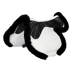 Tapis de saut Numnah avec grip en gel des deux côtés et bordure en mouton complet Acavallo Blanc / noir