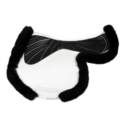 Tapis de saut Numnah avec grip en gel des deux côtés et bordure en mouton complet Acavallo Blanc / noir