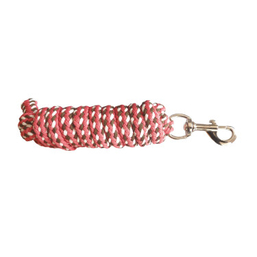 Longe attache tricolore Marron clair / rose / blanc