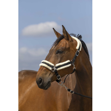 Licol Equithème Nylon Mouton Noir / blanc