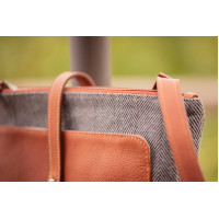 Sac Pénélope Pablito grand modèle Motif chevron / cognac Marron