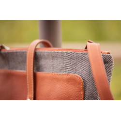 Sac Pénélope Pablito grand modèle Motif chevron / cognac Marron