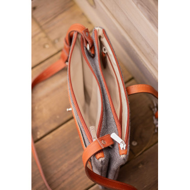 Sac Pénélope Pablito grand modèle Motif chevron / cognac Marron