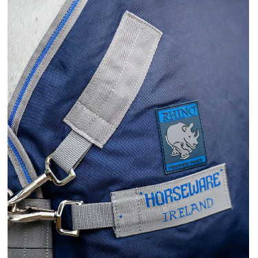 Couverture d'extérieur Horseware Rhino® Plus Poney 250g 1000D Noir / gris titane / bleu classique