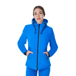 Blouson imperméable femme Equestro x FISE Bleu de savoie