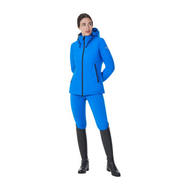 Blouson imperméable femme Equestro x FISE Bleu de savoie