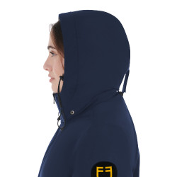Blouson long femme Equestro déperlante et coupe-vent Marine blazer Bleu marine