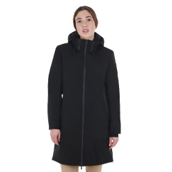 Blouson long femme Equestro déperlante et coupe-vent Noir