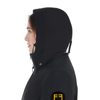 Blouson long femme Equestro déperlante et coupe-vent Noir