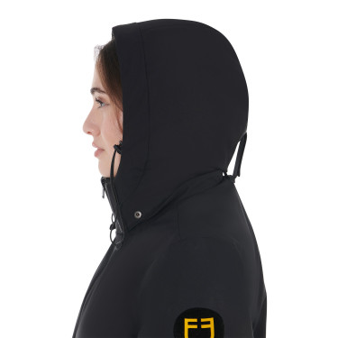 Blouson long femme Equestro déperlante et coupe-vent Noir