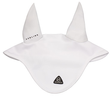 Bonnet anti-mouches Acavallo Sublime en Spandex avec patch logo en silicone Blanc