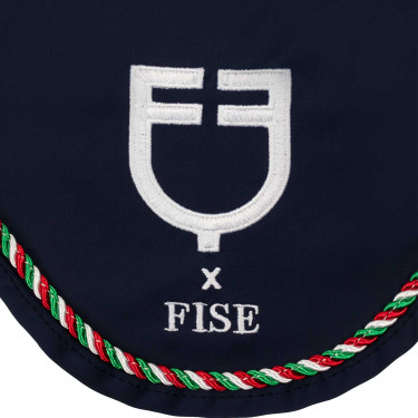 Bonnet Equestro x FISE avec liseré drapeau italien Marine blazer Bleu marine