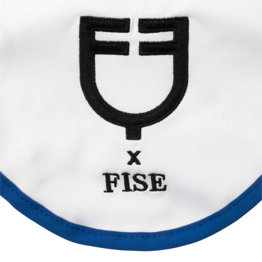 Bonnet Equestro x FISE en tissu technique Blanc / bleu de savoie