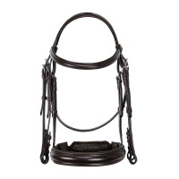 Bride de dressage Equestro en cuir sans rênes Marron foncé Bride de dressage Equestro en cuir sans rênes Marron foncé