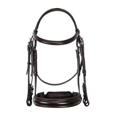 Bride de dressage Equestro en cuir sans rênes Marron foncé