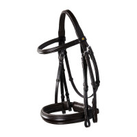 Bride de dressage Equestro en cuir sans rênes Marron foncé Bride de dressage Equestro en cuir sans rênes Marron foncé